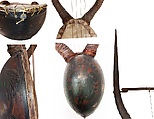 Lyre, Gourd, antelope horns, wood, skin, East African